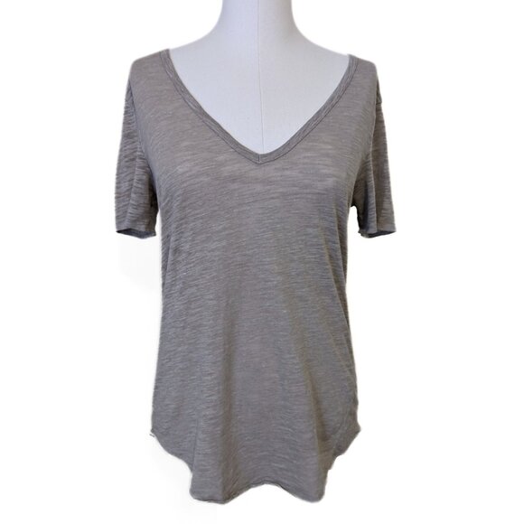 Wilfred Free V-Neck T-Shirt Grey Sheer Casual Flowy Relaxed Fit Heather Size S - Picture 1 of 6